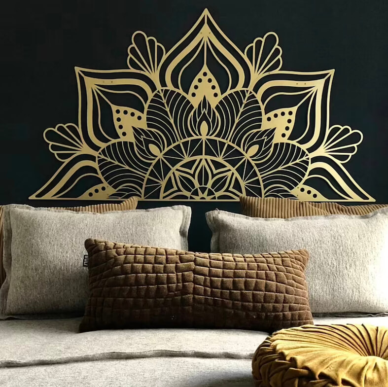 Striking Gold Metal Mandela Makes a Perfect Headboard