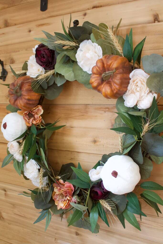 Pumpkin and Floral Fall Wreath