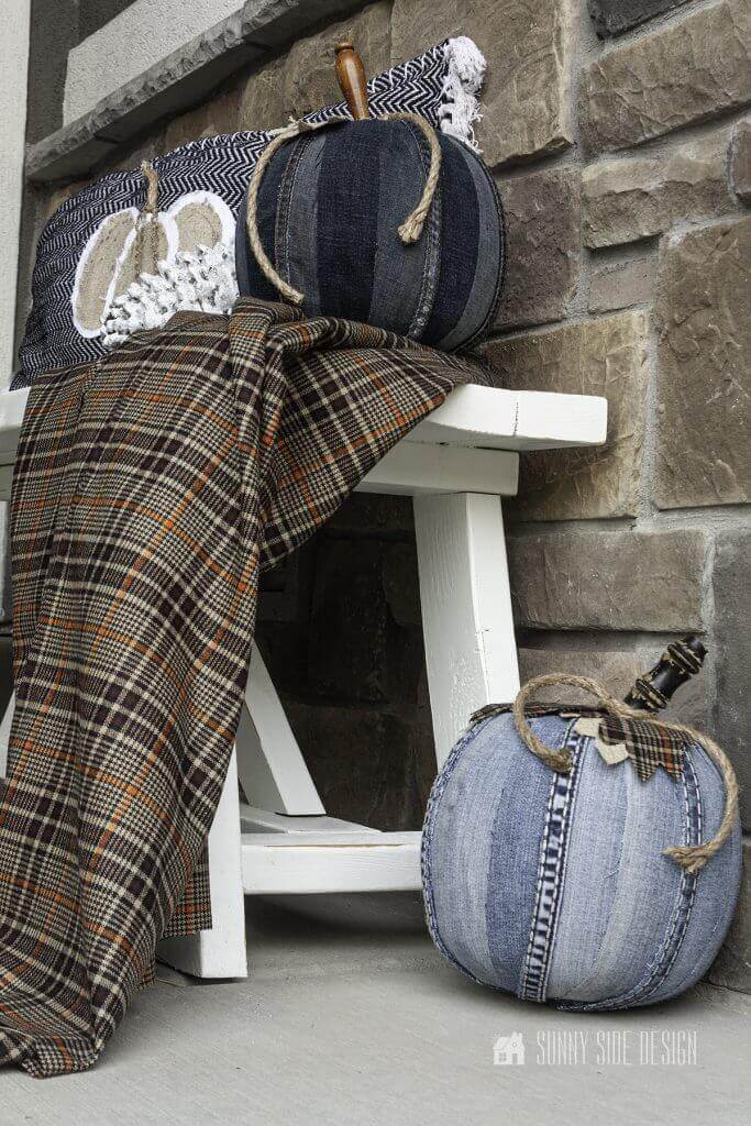 Trick-or-Treat Pumpkin Bucket Denim Decor