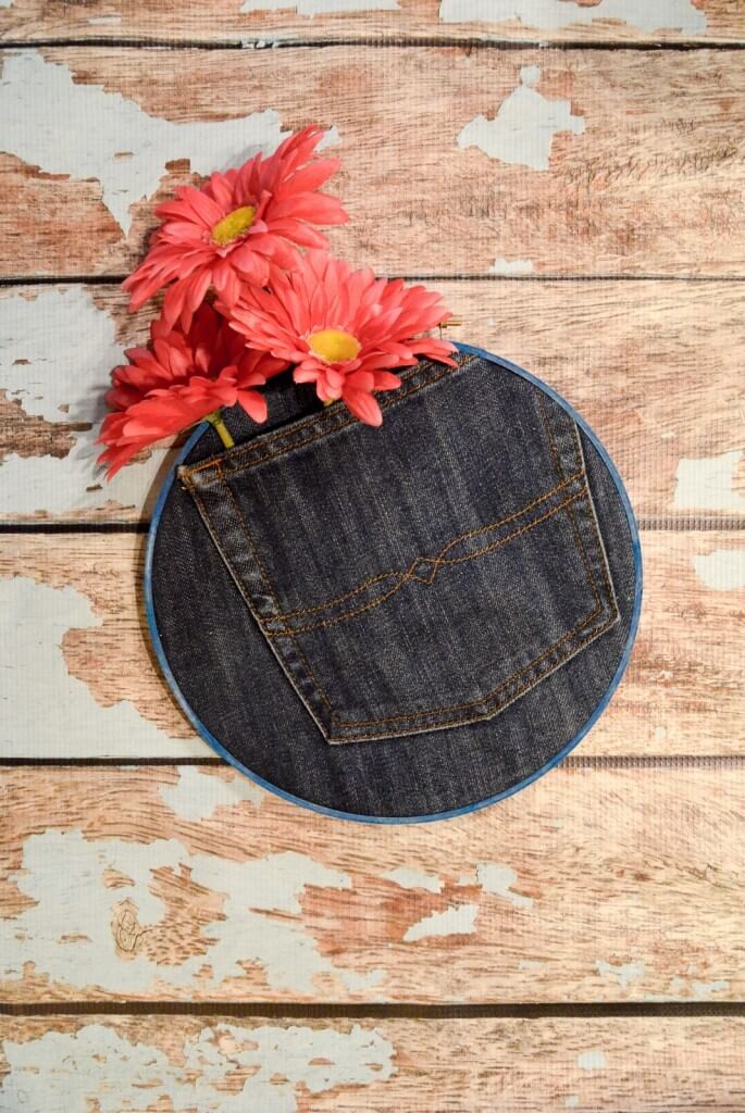 Adorable Denim Pocket Hoop Art