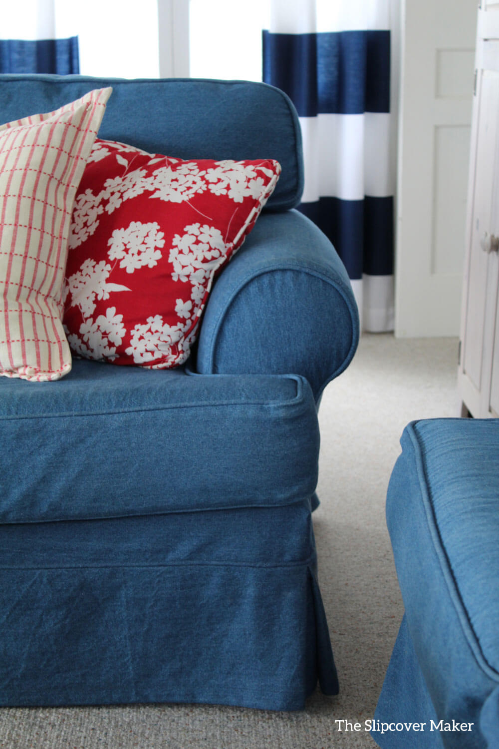 Cute DIY Indigo Denim Slipcovers