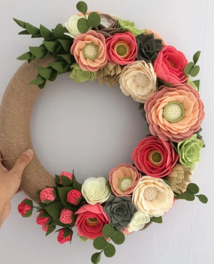 Springtime Foam Wrapped Moon Wreath