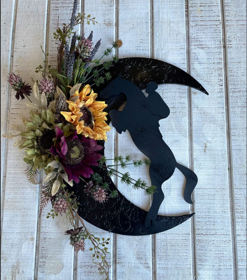 Horse Jumping Crescent Moon Wreath