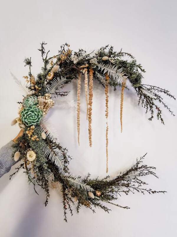 Oversized Crescent Moon Wreath Design