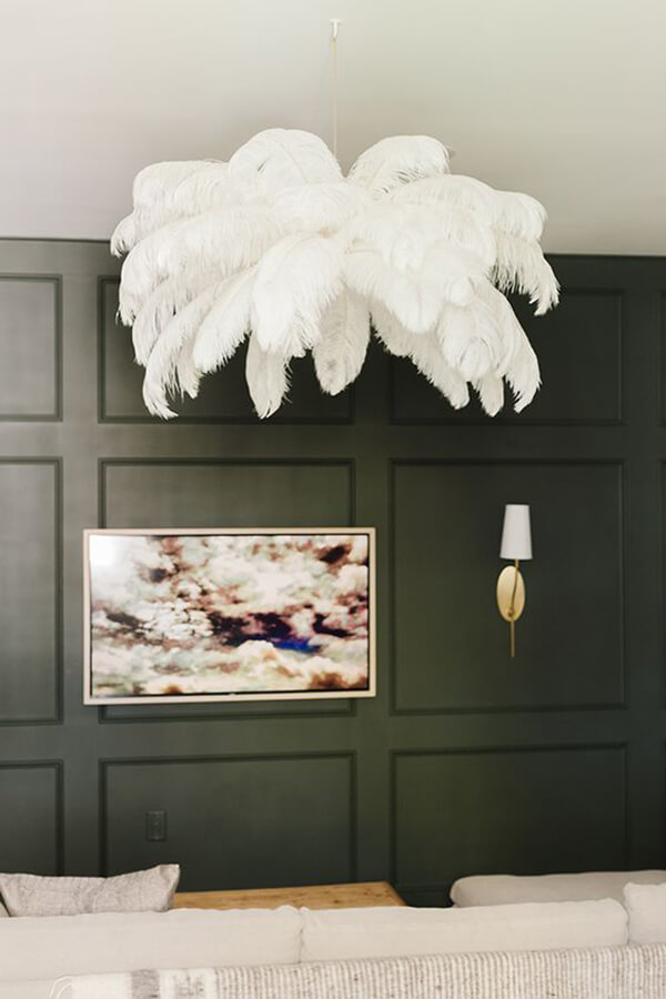 Fluffy DIY Feather Chandelier Design