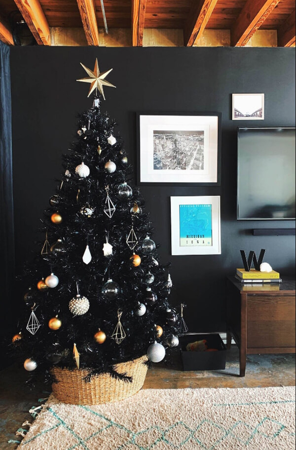 Towering Artificial Black Christmas Tree