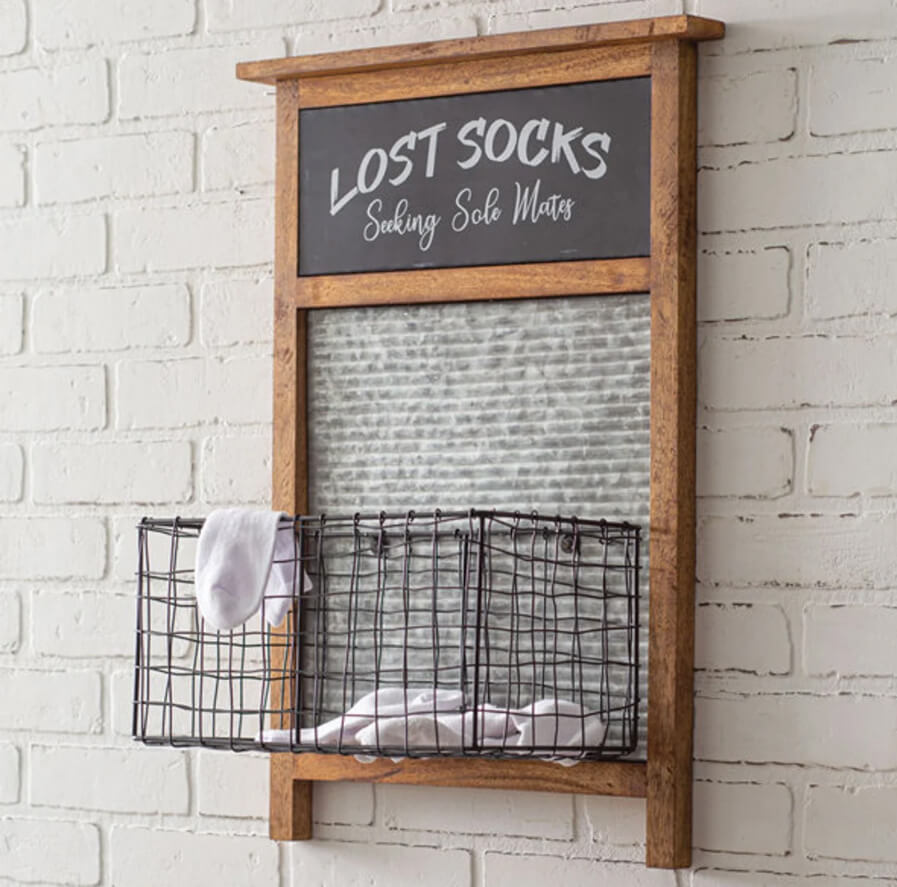 Mateless Sock Washboard and Wire Mesh Organizer