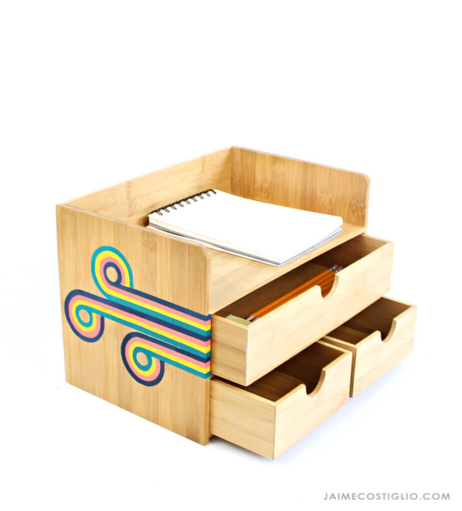 Retro Wooden Painted Desk Organizer