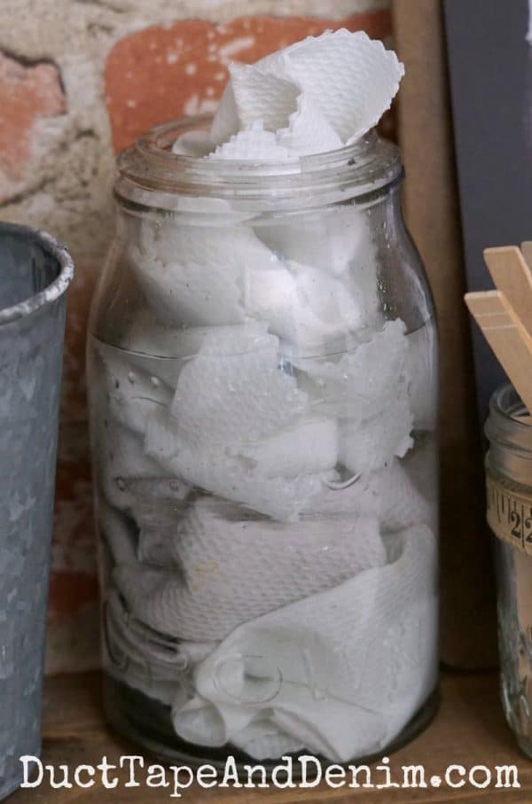 Rustic DIY Dryer Sheet Jar Storage