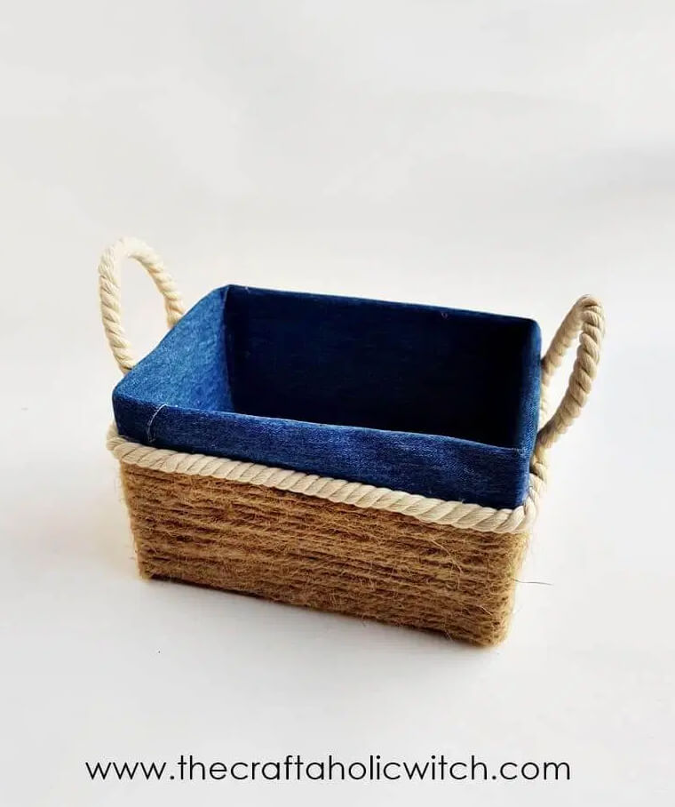 Denim and Twine Upcycled Box Basket