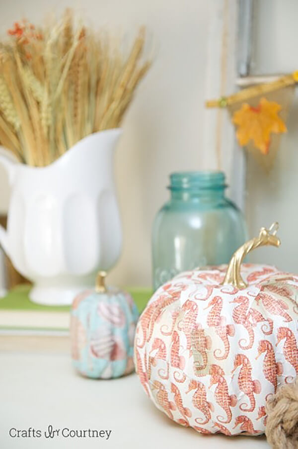 Coastal Seahorse Stamped Faux Pumpkin