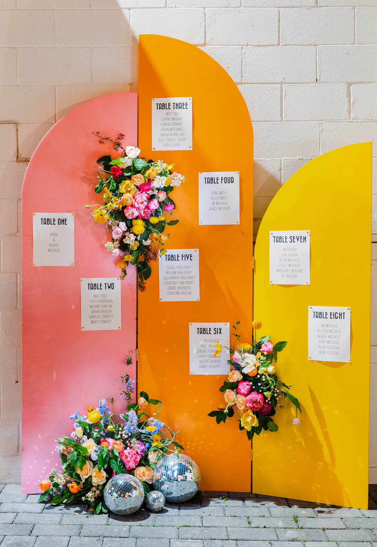 Large Retro-Inspired Wedding Seating Plan