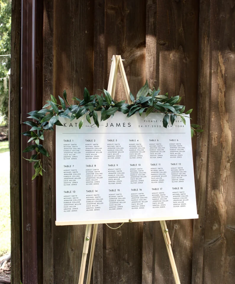 Simply Elegant Homemade Seating Plan for Weddings