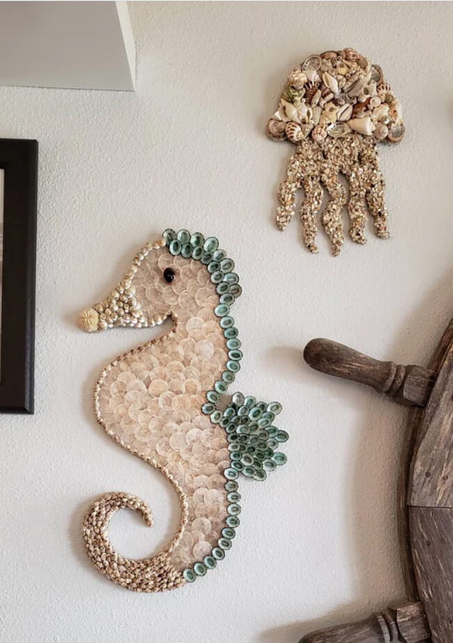 Seashell Based Seahorse Wall Hanging