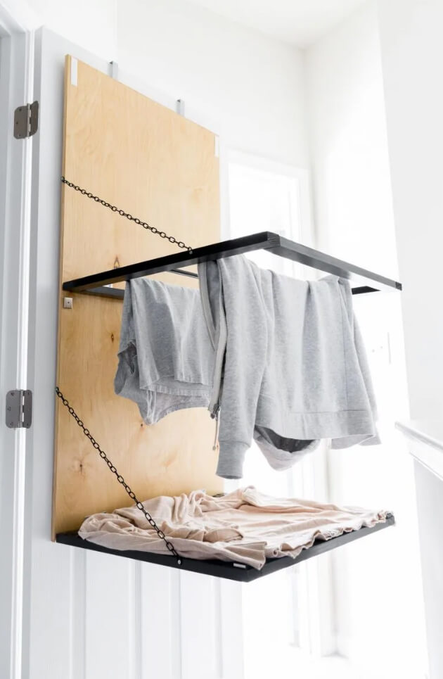 Double-Decker Drying Rack Mounted to a Door