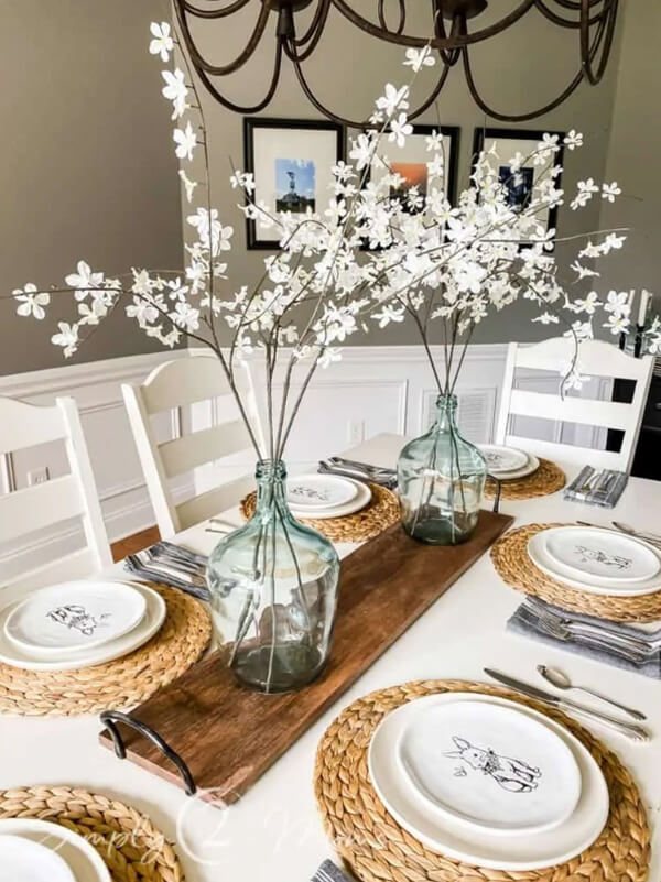 Neutral Modern Farmhouse Dining Table Decor Ideas