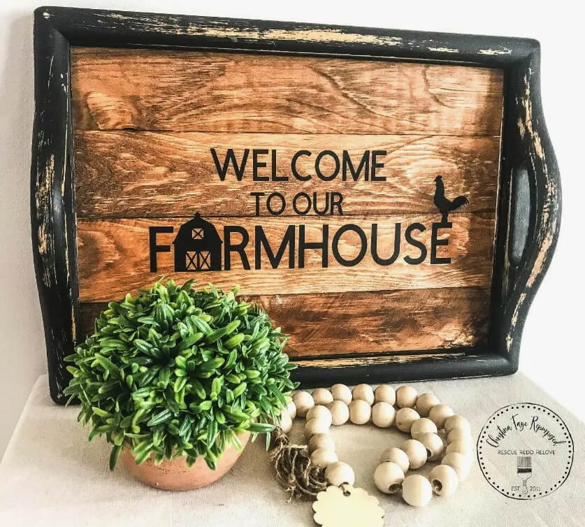 Farmhouse Style Upcycled Wooden Tray