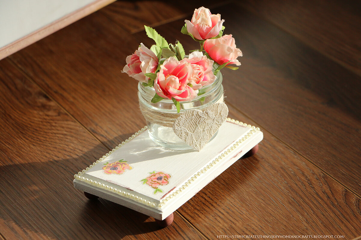 Vintage Floral Styled Wooden Riser