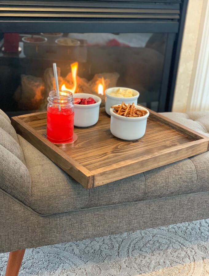 Wooden Oversized Ottoman Rectangular Tray