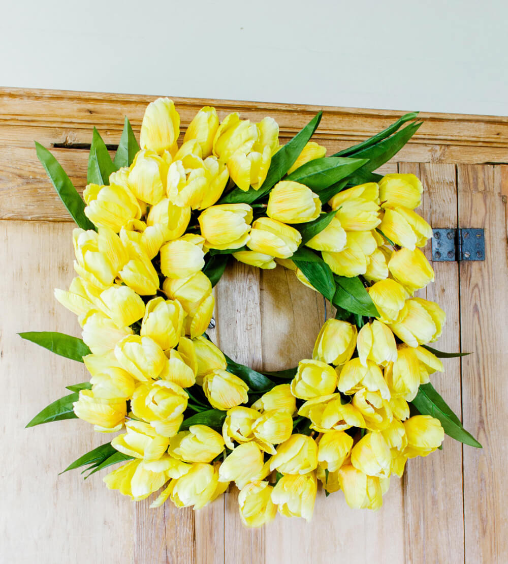 Springtime Bold Yellow Tulip Wreath