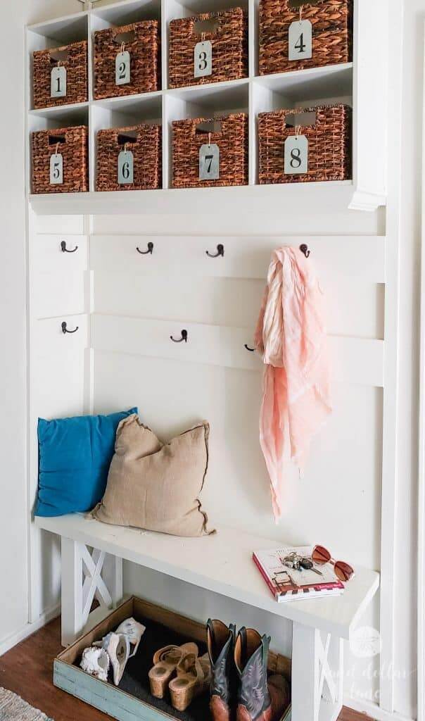 Crisp White Mudroom Bench Tree Tutorial