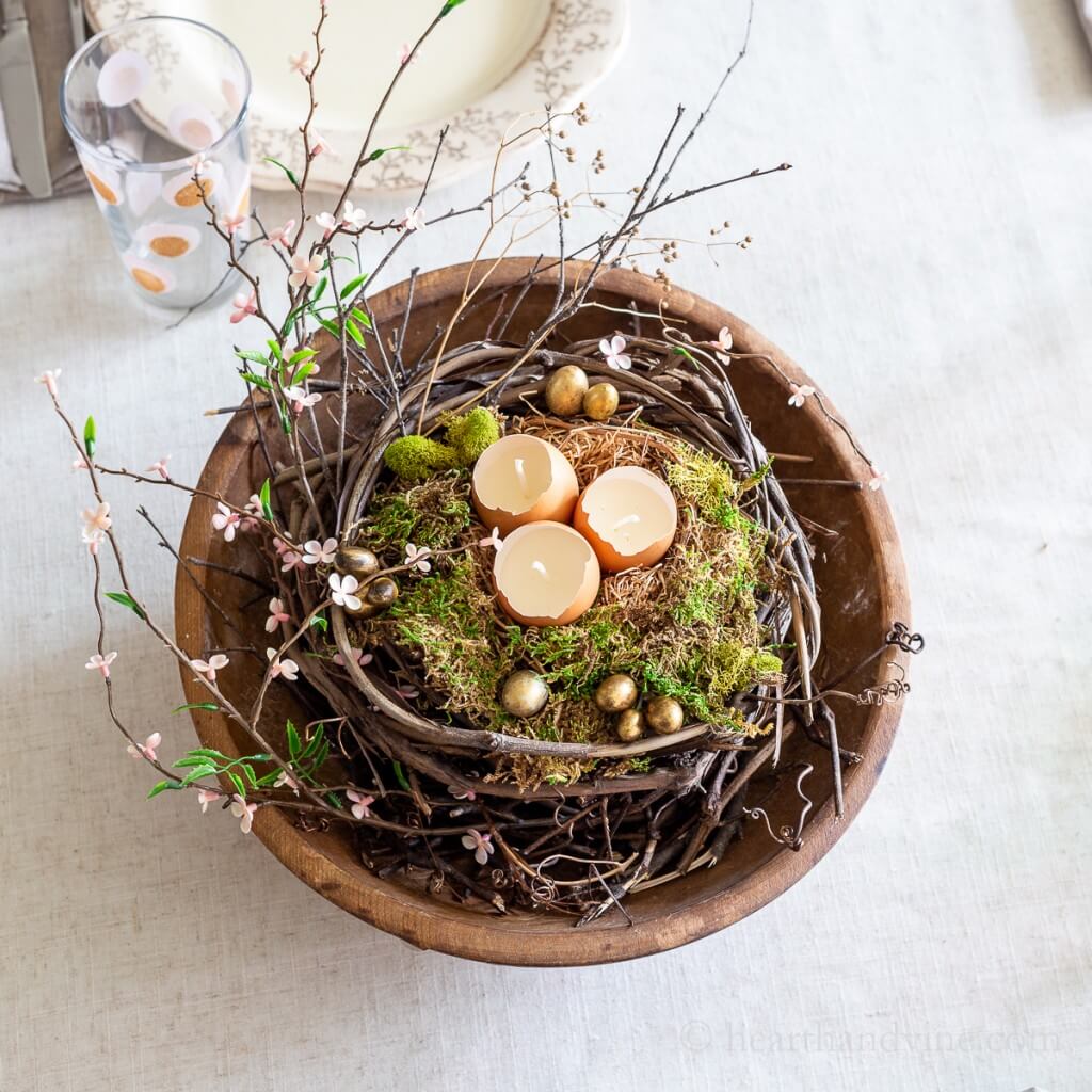 Gorgeous Wooden Bowl Easter Centerpiece