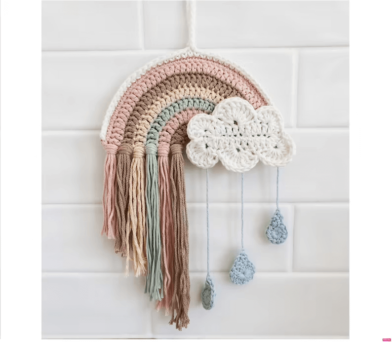 Rainbow with Rain Cloud Crochet Pattern