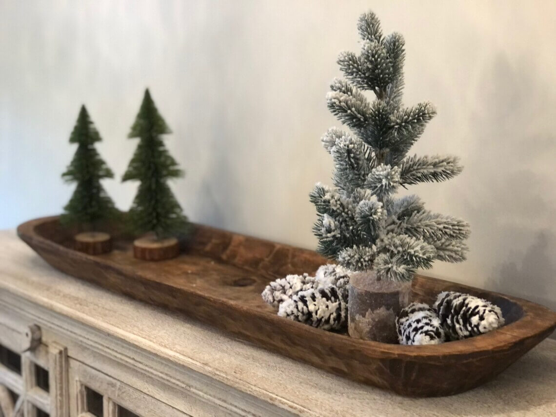 Large and Dark Wooden Dough Bowl